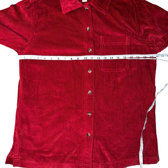 Vintage L.L Bean Button Long Sleeve Corduroy Red Shirt Jacket womens size small - Picture 3 of 7